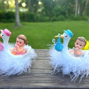 Gender Reveal Stork Boy & Girl Favor or Cake Topper Keepsakes